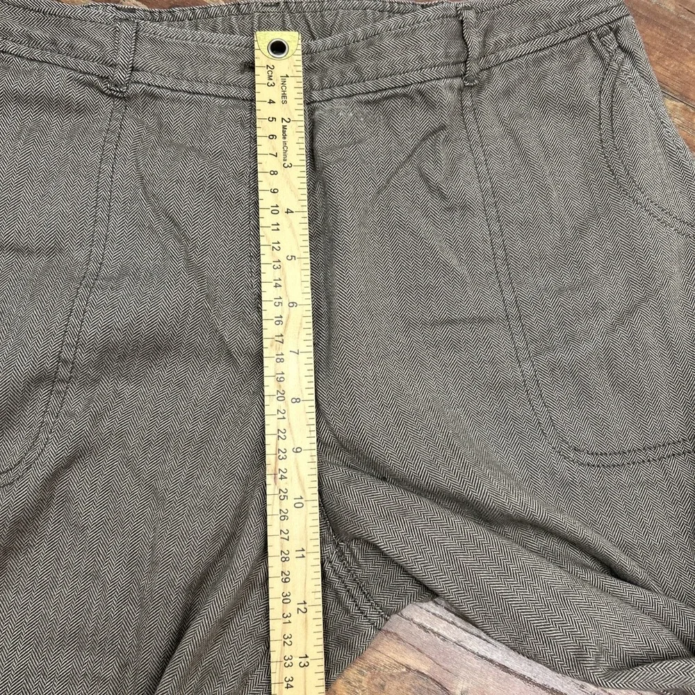 J. Jill Womens Pants Brown‎ Casual Dress Pant Wide Leg Capri Herringbone Size 12